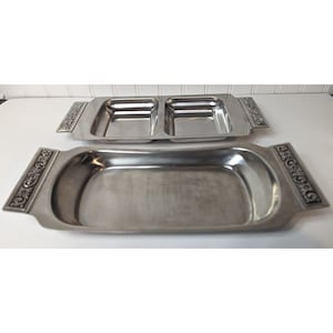 International Decorative Stainless Steel  Set Serving Trays 13.25&quot; Japan