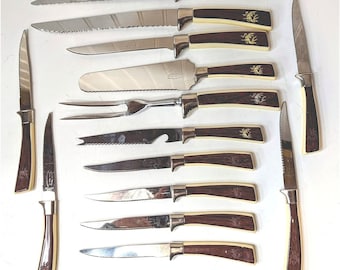 Vintage Lifetime Cutlery Sheffield Eversharp Knife Set 14 Piece Stainless Buck