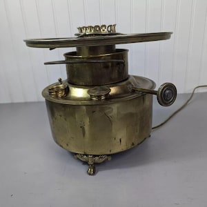 Brass Converted Oil Lamp 8 inches With 10&quot; Globe Ring 3 Footed