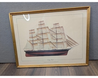 Tony Gibbons Cutty Sark Ship Limited Edition Print 1981 Framed Nautical 19.5x26