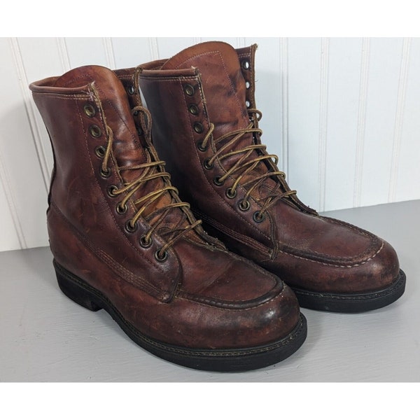 Steel Toe Boots 1970's Vintage Mens 9EEE  Mens Leather Boots 9 Eyes Good Sole