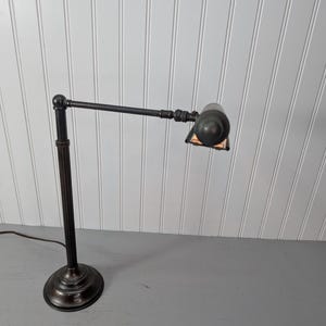 Vtg Faries Era? Brass Library Desk Lamp Adjustable Shade Industrial Style Works