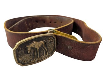 Horse Foal Solid Brass Belt Buckle BTS 1978 VINTAGE UNIQUE 