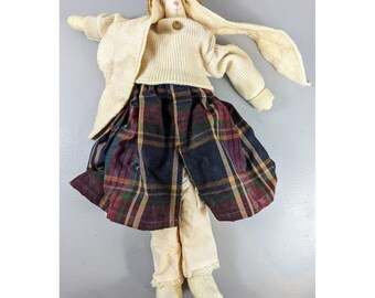 Needle Felted Large 31" Rabbit Bunny Vintage Clothing Fall Handmade Rare Vintage