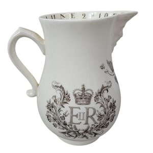 Vintage Queen Elizabeth II Coronation Pitcher June 2, 1953 4&#39;&quot; Tall Bone China