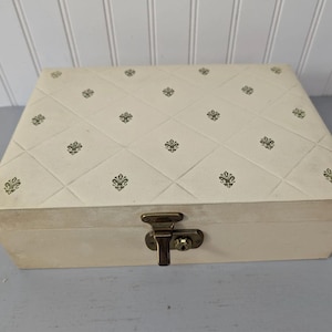 Vintage Jewelry Box 1950s Midcentury Accessory Storage 2 Tiered w/ Key Velvet