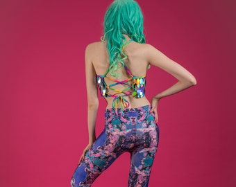 High Waisted Printed Leggings - Perfect for Burning Man, Rainbow Serpent, Tomorrowland, EDC, Ariel Performance, LIB,