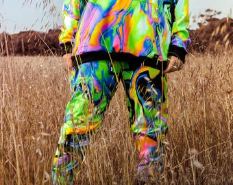 UNISEX TRACKSUIT PANTS "Safety Third" Uv Reactive Print