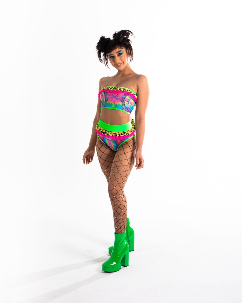 Burning Man Kidpix Bandeau Top Perfect for festivals Rainbow Serpent Strawberry Fields EDC,