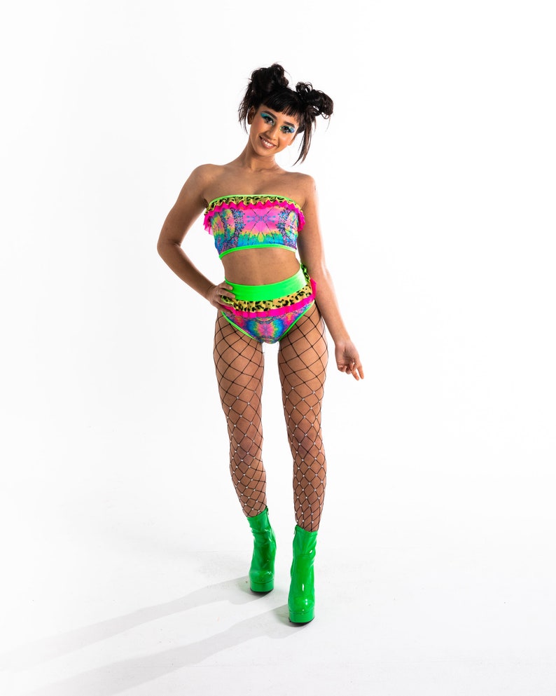 Burning Man Kidpix Bandeau Top Perfect for festivals Rainbow Serpent Strawberry Fields EDC,