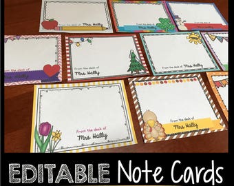 Cartes de notes personnalisées - MODIFIABLES - Stationnaire de l'enseignant - Notes personnalisées - Cadeau - Appréciation de l'enseignant - Cadeau de Noël