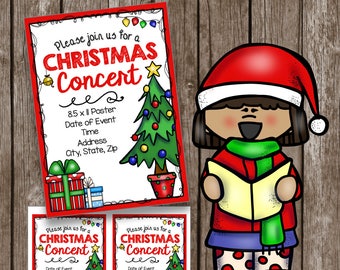 Christmas Concert BUNDLE - Editable DIY Invitations - Poster - Flyer - Flier - Program - Printable Instant Download PDF