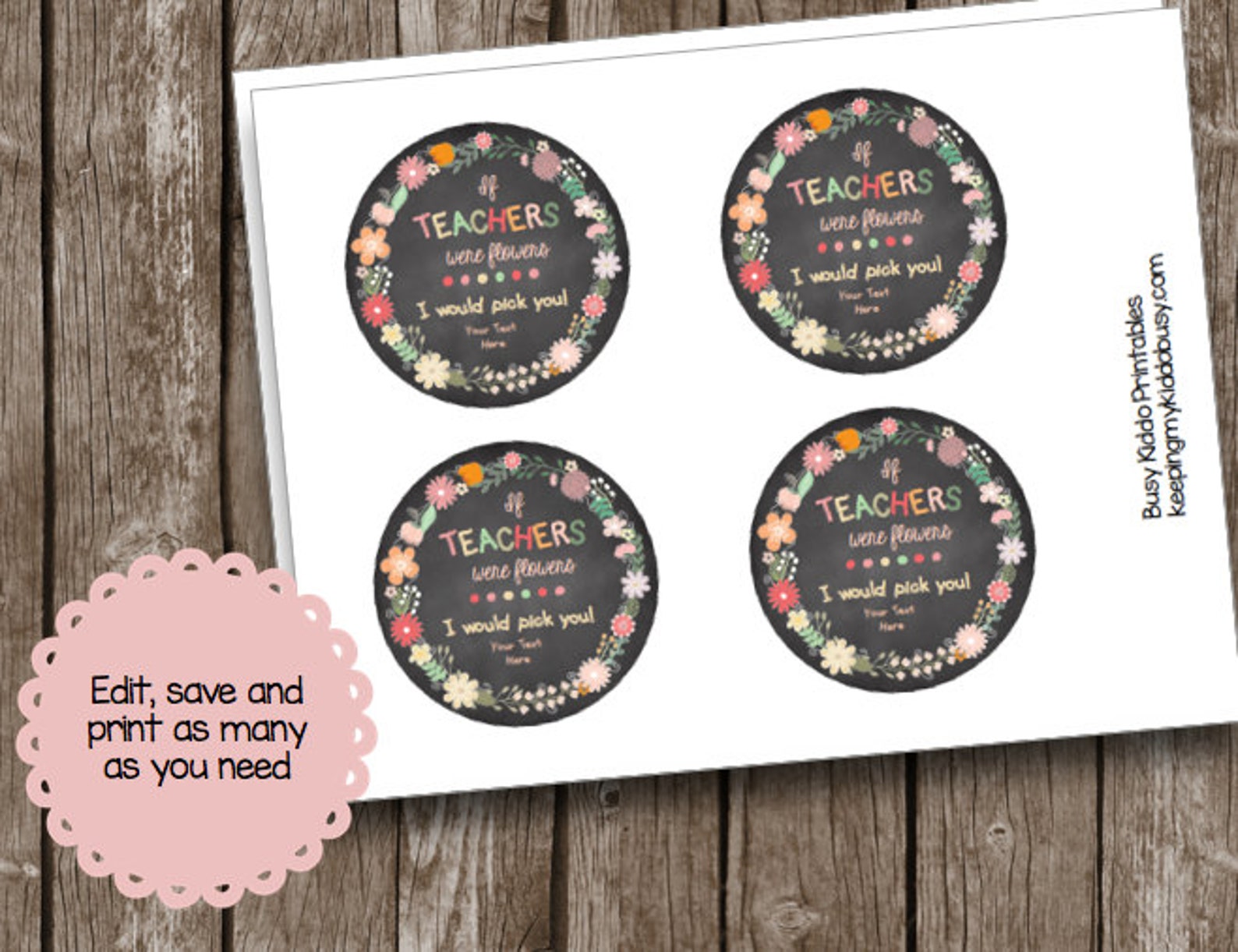 50 OFF SALE Teacher Appreciation Flowers Printable Card Etsy