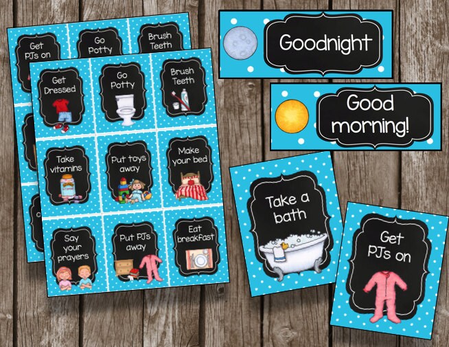 50% OFF SALE Routine Cards {Instant Download} Morning & Night Time - Chore Task Cards - Printable PDF