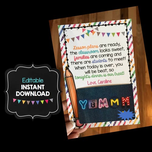 PRINTABLE Back to School Teacher Card First Day of School - Etsy