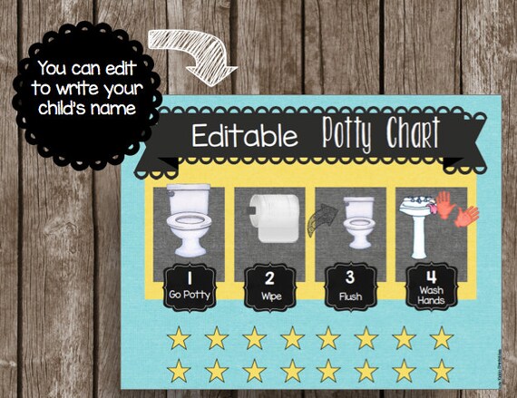 50 off sale potty training chart boy blue editable instant download potty training chart boys