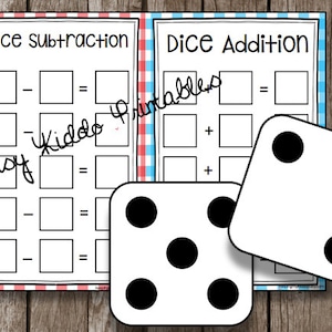 50% OFF SALE Dice Addition & Subtraction Game - Printable - INSTANT Download - Math Center - Kindergarten