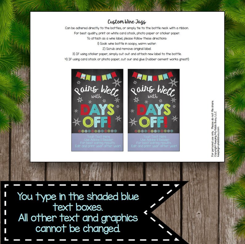 Teacher Wine Gift Printable DIY Editable Wine Label | Etsy