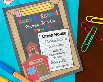 50% OFF SALE Open House Invitation - Back to School - Meet the Teacher - Preschool - Kindergarten - Printable PDF
