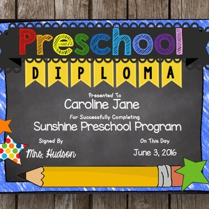 50% de descuento venta - Diploma preescolar - graduación - Editable - pizarra - PDF imprimible