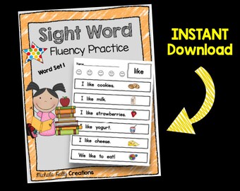 50% OFF SALE- Sight Words - Fluency Passages - Printable Worksheets - Kindergarten - Preschool - High Frequency