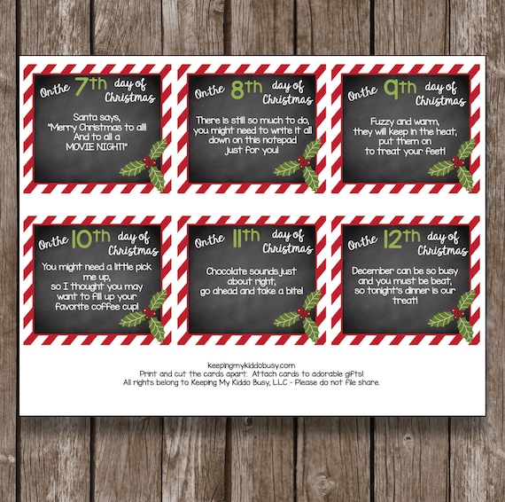 12 Days Of Christmas TEACHER Cards Printable DIY Gift Etsy 50 - 12 Days Of Christmas TEACHER Cards Printable DIY Gift Etsy