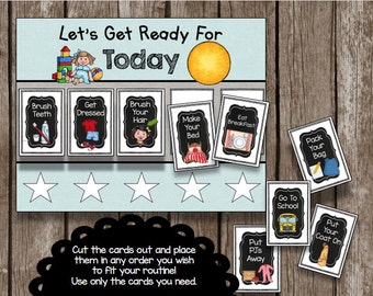 50% OFF SALE Morning & Bedtime Routine Chart - Cards - Printable - Toddler - Kids - Picture