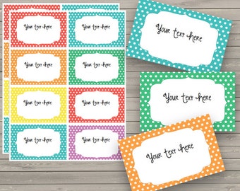 50% OFF SALE Polka Dot - Editable - Labels - Frames - Cards - Notes - Stickers - Birthday - Baby Shower