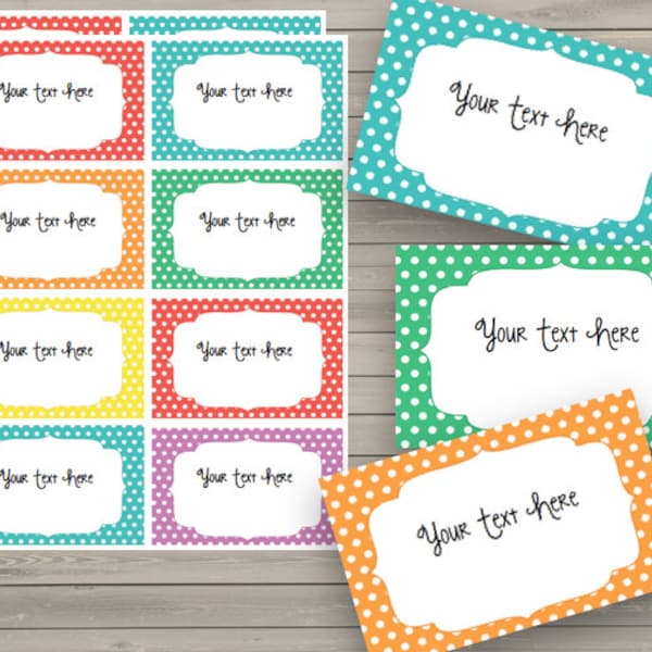 50% OFF SALE Polka Dot - Editable - Labels - Frames - Cards - Notes - Stickers - Birthday - Baby Shower