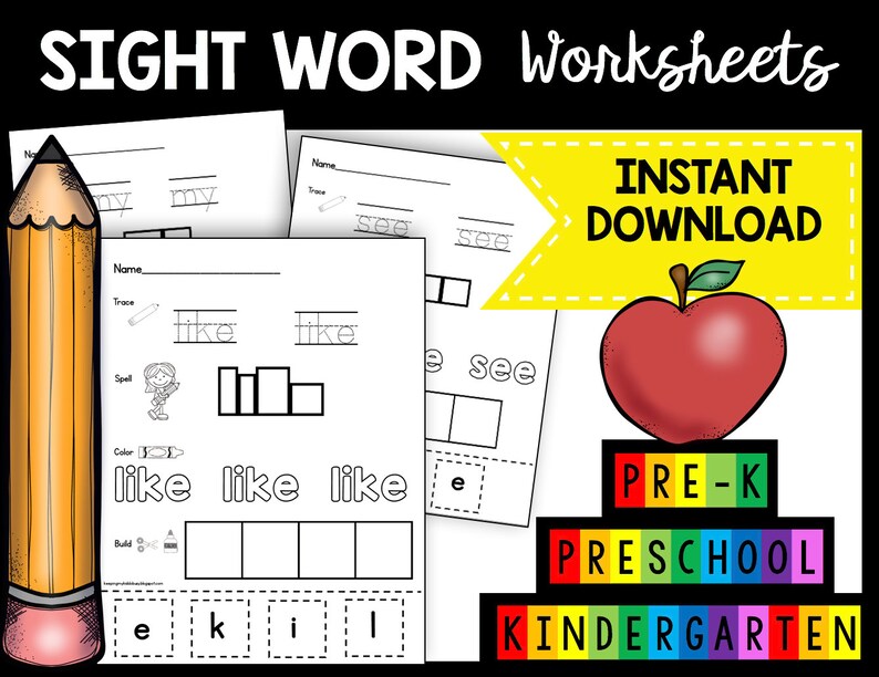50% OFF SALE Sight Term Worksheets - Printable - Kindergarten - Preschool - Fast Obtain image regarding Printable Sight Words Worksheets known as 50% OFF SALE Sight Term Worksheets - Printable - Kindergarten - Preschool - Fast Obtain