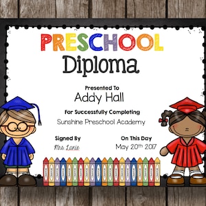 50% de descuento venta - Diploma preescolar - graduación - para imprimir - Editable - descarga inmediata - aula - docente - pizarra