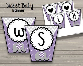 50% OFF SALE Baby Shower Banner {Instant Download} Printable PDF - Sweet Baby - Congratulations - Chevron - Girl