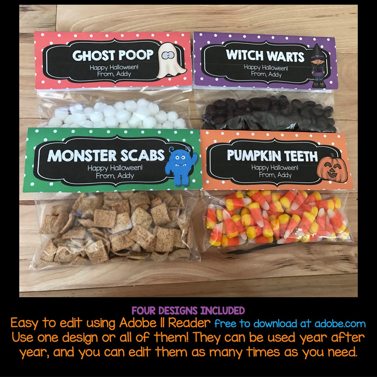 Halloween Party Favor Tags EDITABLE Pumpkin Witch Monster Etsy