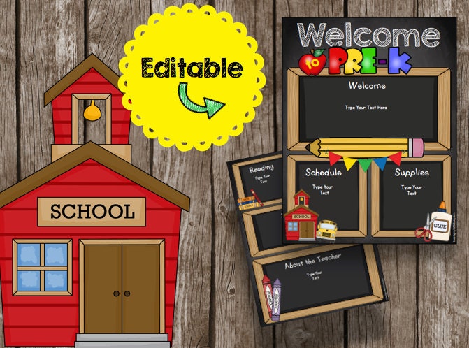 50% OFF SALE PreK Welcome Newsletter - Brochure - Editable - Instant Download - Teacher - Classroom - Printable - Chalkboard