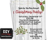 Editable Christmas Invitation - DIY - Printable PDF - 5x7 Invitations - Christmas Party - Open House - Instant Download - Vintage
