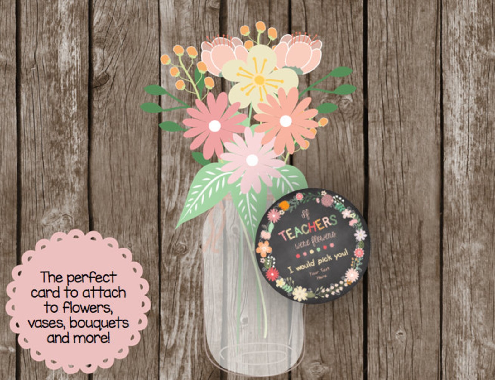 50 OFF SALE Teacher Appreciation Flowers Printable Card Etsy