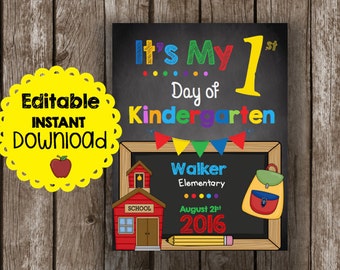50% DE DESCUENTO EN VENTA Primer Día de Kindergarten - EDITABLE - Descarga Instantánea - Maestro - Aula - Imprimible - Pizarra