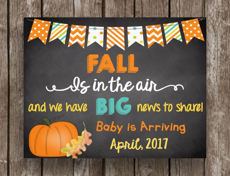 Fall Is In The Air Instant Download Pregnancy Announcement Chalkboard Printable Sign Editable PDF 50/% OFF SALE