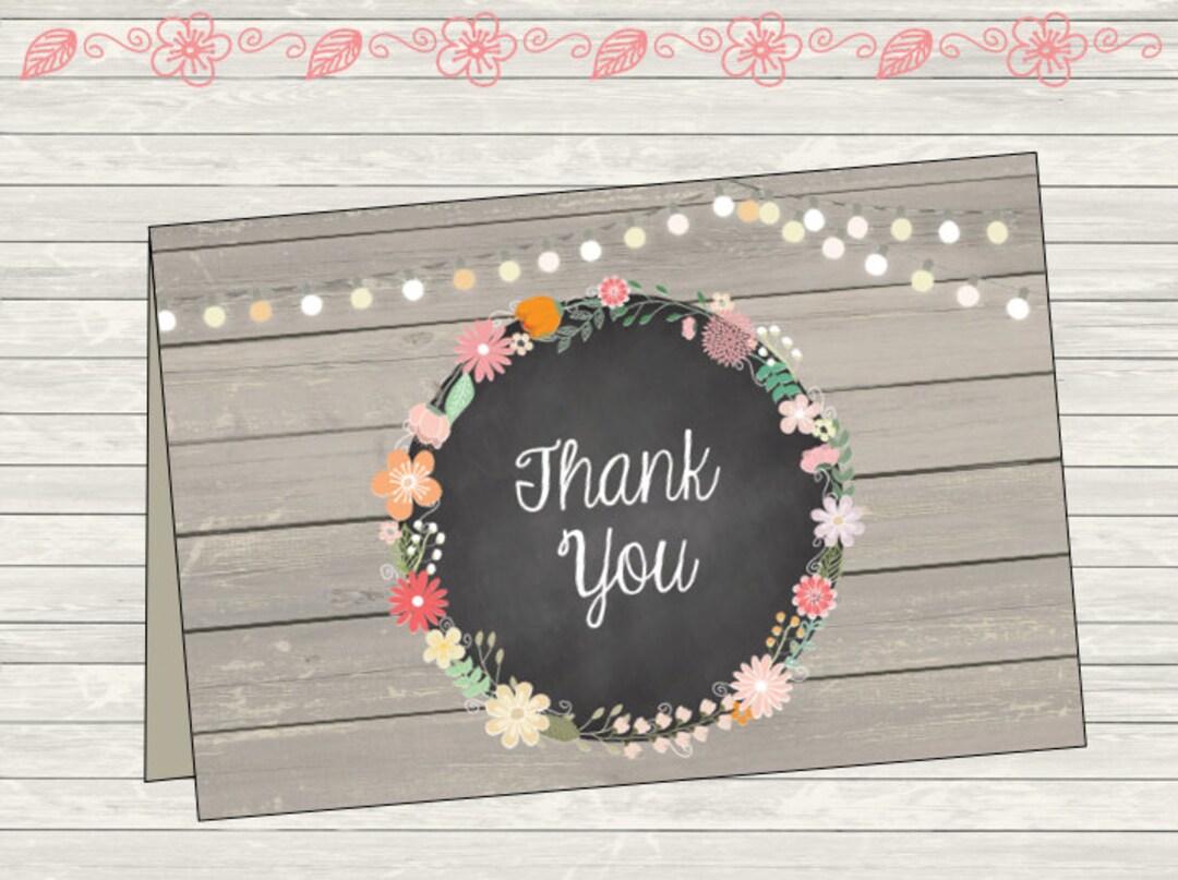 50% OFF SALE Thank You Cards instant Download Printable Shabby Chic