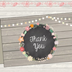 50% ZNIŻKI na karty z podziękowaniami {Natychmiastowe pobranie} Do druku - Shabby Chic - Vintage - PDF - Tablica - Ślub - Wieczór panieński - Baby Shower