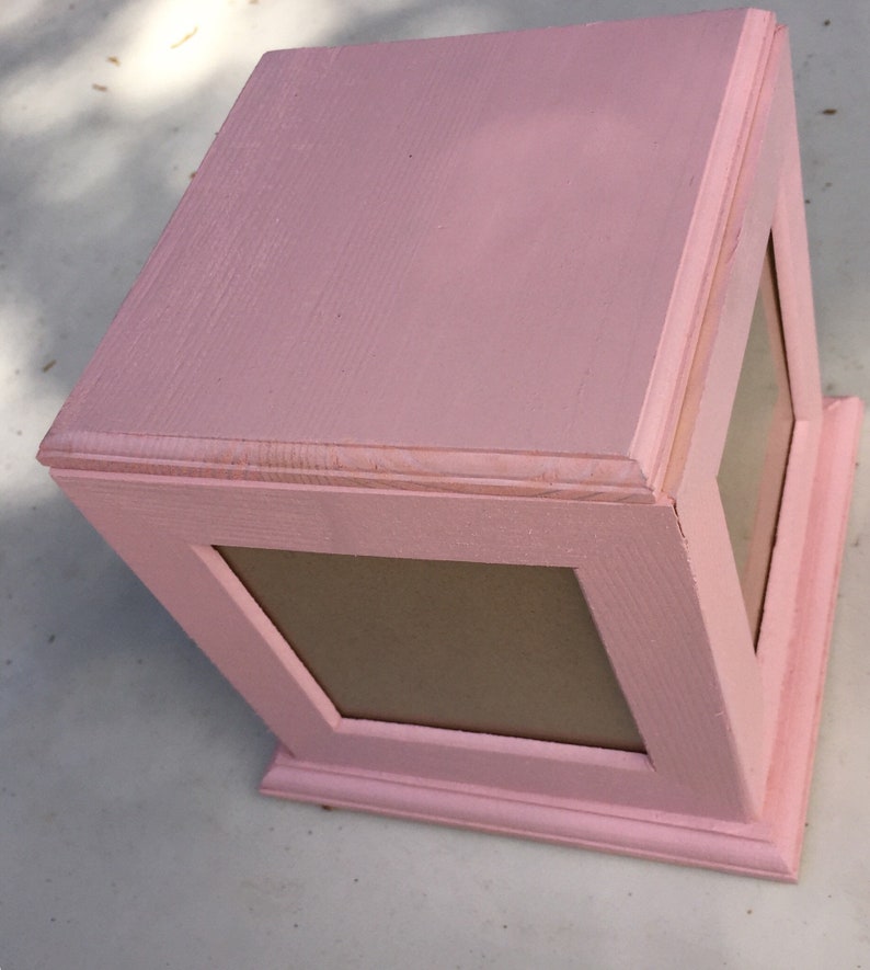 Pink Four Sided Rotating Wooden Picture Box Baby Keepsake Image 0