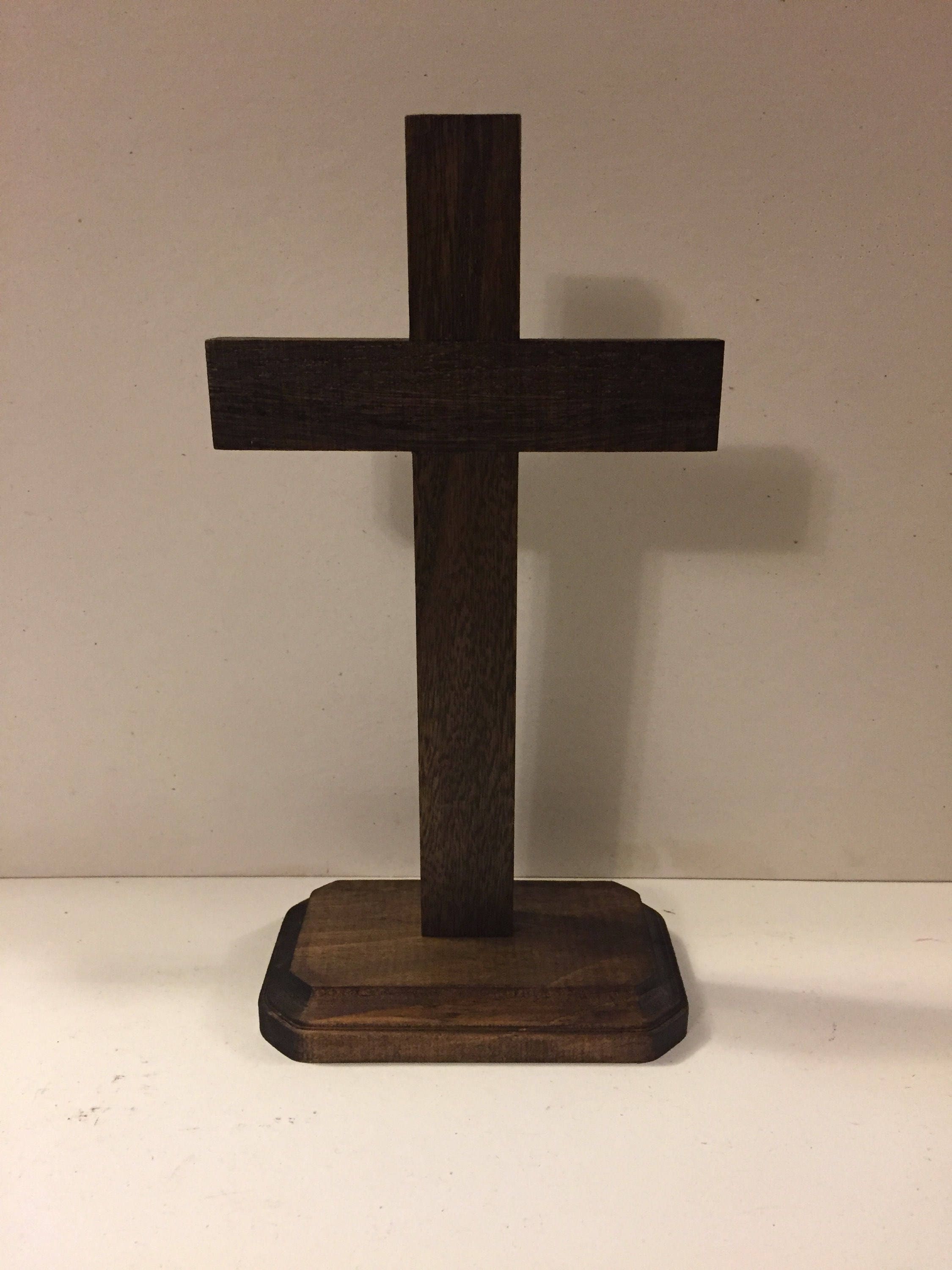Rustic Wooden Cross Cross on Stand Baptism Cross Wedding Etsy