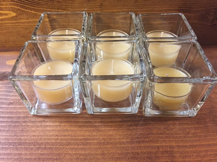 Square Candle Holders 6 Clear Candle Holders Tea Light Etsy