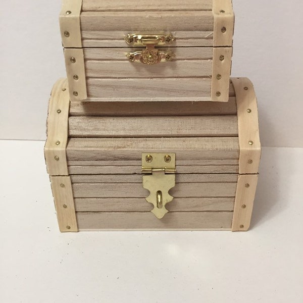 Unfinished Treasure Chest, Wood Ring Box, Small or Medium, DIY Project, Ring Bearer Box, Ring Holder, Keepsake Ring Box, Engagement Ring Box