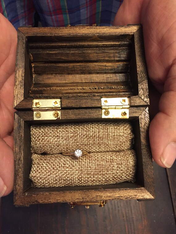 Wedding Ring Box Small Treasure Chest Ring Box Rustic Ring Etsy