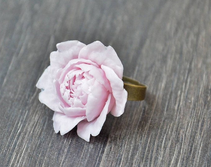 Peony Rose Ring Pale Pink Jewelry Etsy