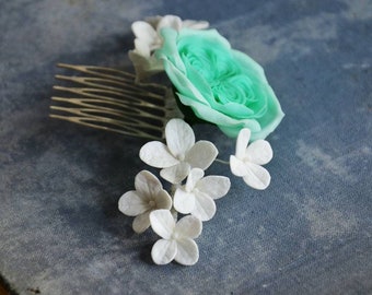 Rose hair comb, Flower hair piece