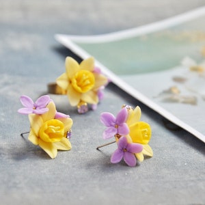 Daffodil Beauty, Jewelry Set, Ring, Stud Earrings