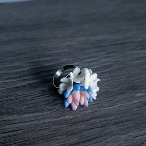 Floral ring for woman, succulent ring, clay flowers ring image 8