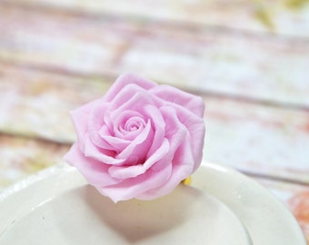 Rose flower jewelry, pink rose ring